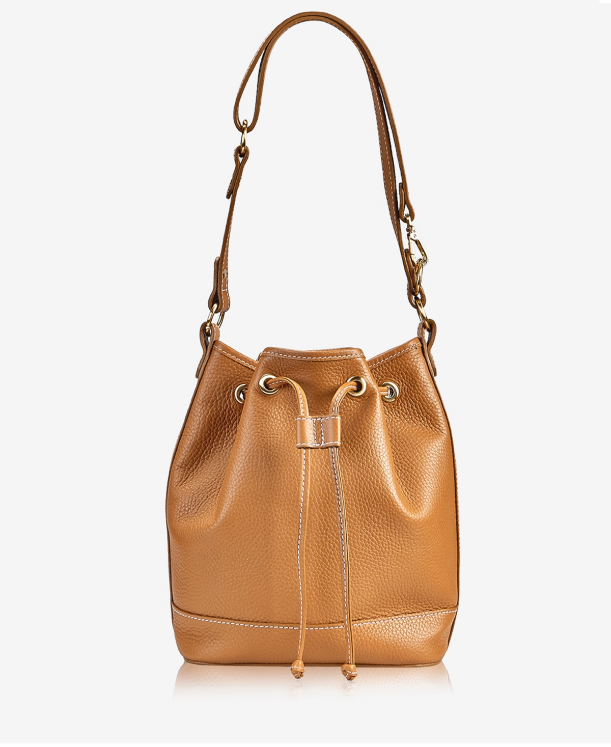 Cassie Leather Bucket Bag - Navy