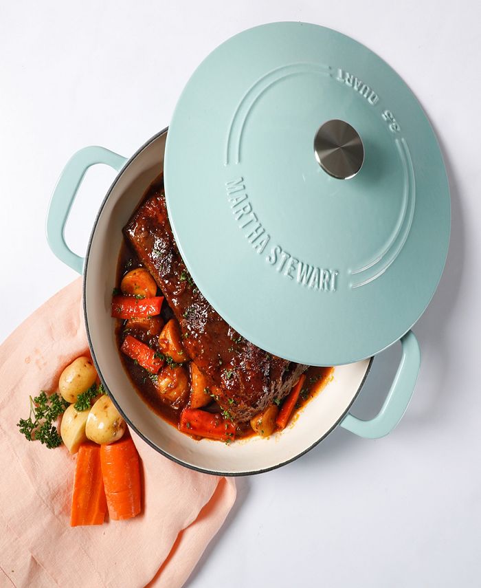 Martha Stewart Collection Braiser Enamel Cast Iron 3.5 Quart Dutch Oven