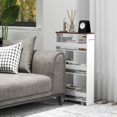 Slim Rolling Storage Cart with Handle, 3-Tier Shelves, and Lockable Wheels for Kitchen, Bathroom, or Laundry Room