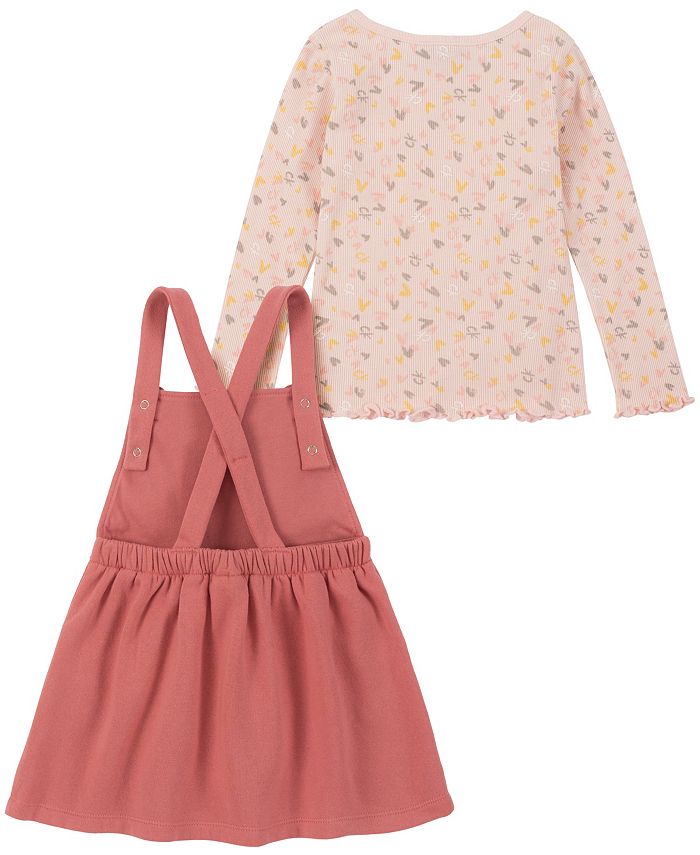 Calvin Klein Little Girls Ribbed Print Jersey Tshirt and Fleece Apron