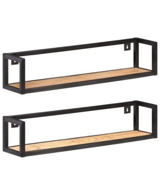 Wall Shelves 2 pcs 31.5" Rough Mango Wood