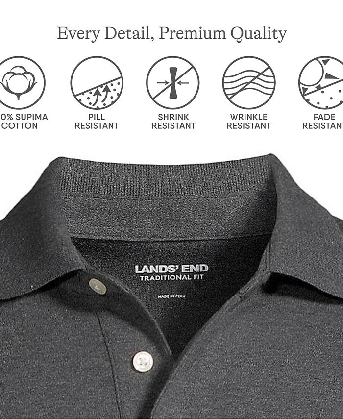 Lands' End Men's Long Sleeve Cotton Supima Polo Shirt Macy's