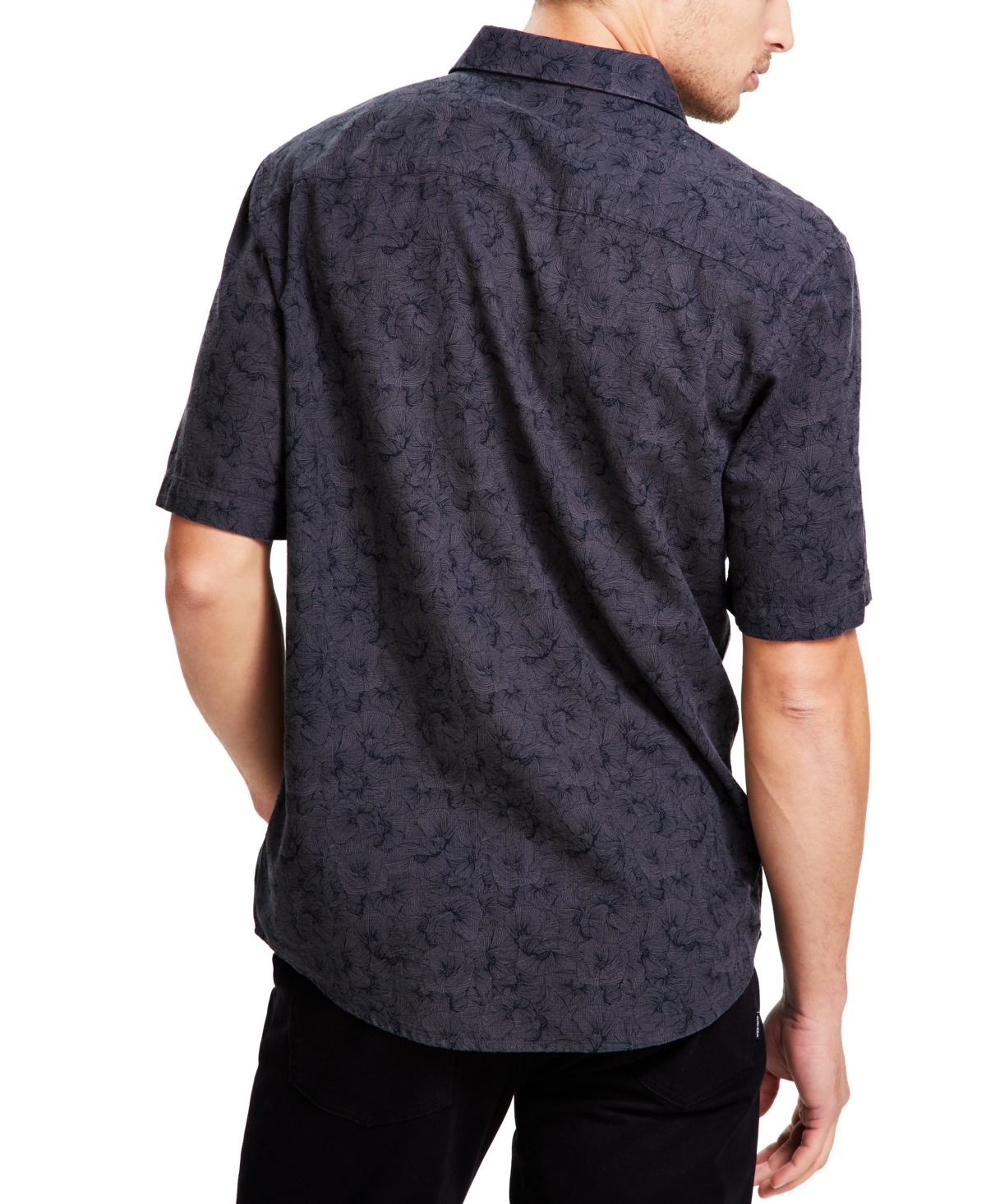 Shop Alfani Men's Terra Regular-fit Floral-print Button-down Shirt, Created For Macy's In Deep Black