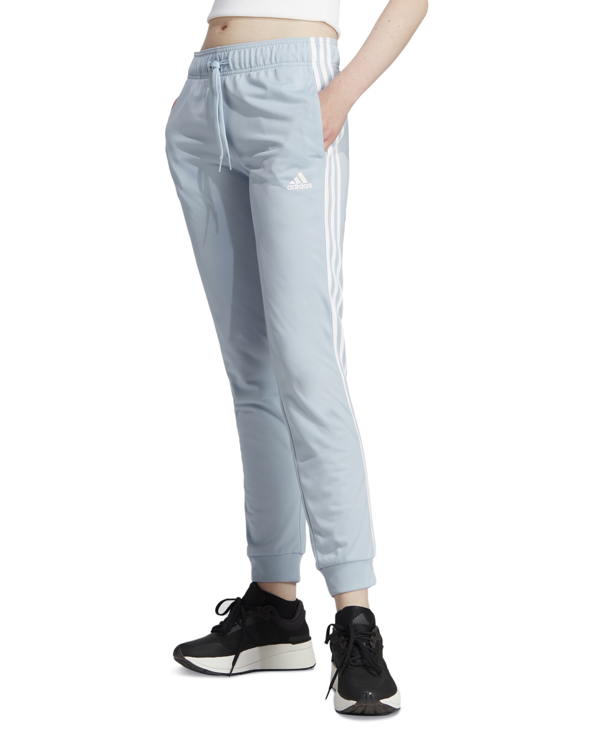 Adidas Originals Women's Essentials Warm-up Slim Tapered 3-stripes Track Pants, Xs-4x In Wonder Blue,white