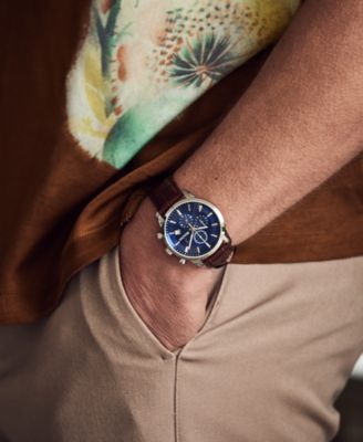 Men's Chronograph Classic Sutton Brown Leather Strap Watch 41mm