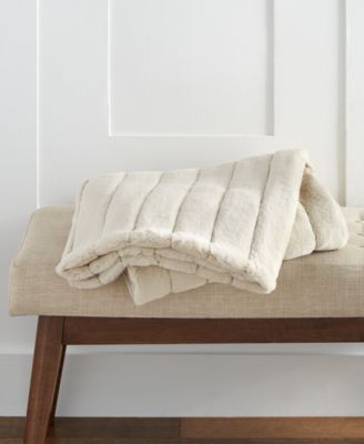 Channeled Faux Fur Throw, 50" x 60", Exclusively at Macy’s