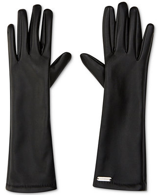 Steve Madden Women's Faux-Leather Forearm Gloves - Macy's