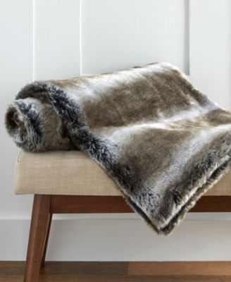 Hotel Collection - Chinchilla Personal Faux Fur Throw, 50" x 60"