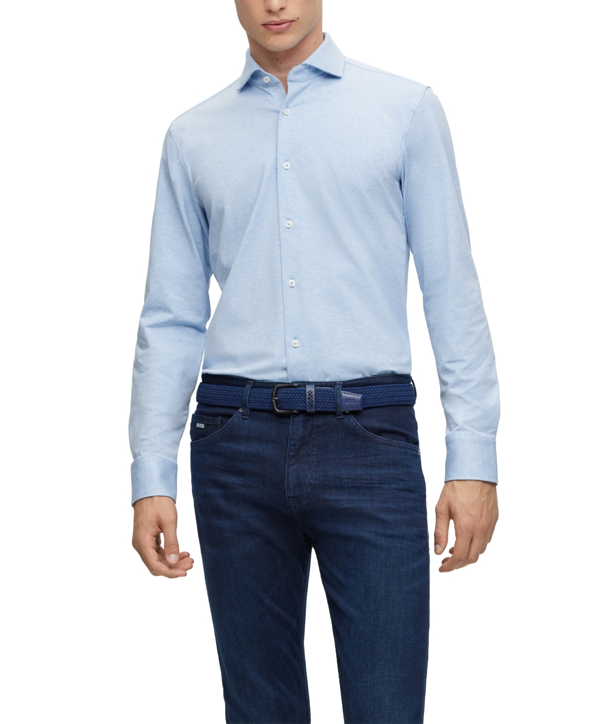 Hugo Boss Boss By  Men's Stretch Casual-fit Dress Shirt In Light,pastel Blue