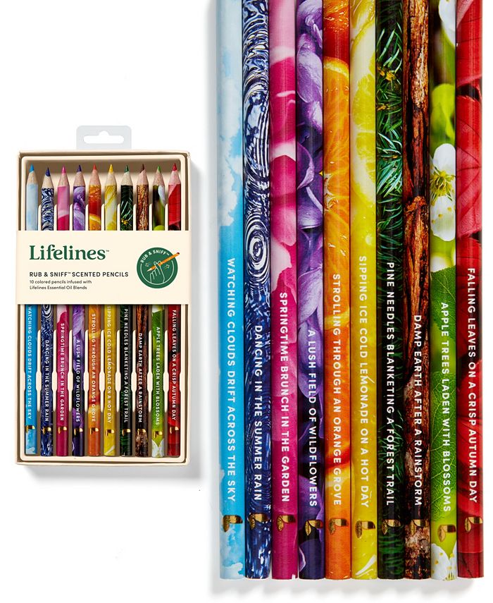 Lifelines Rub & Sniff Scented Colored Pencils, 10 Pack Infused with Essential Oil Blends, Multicolor