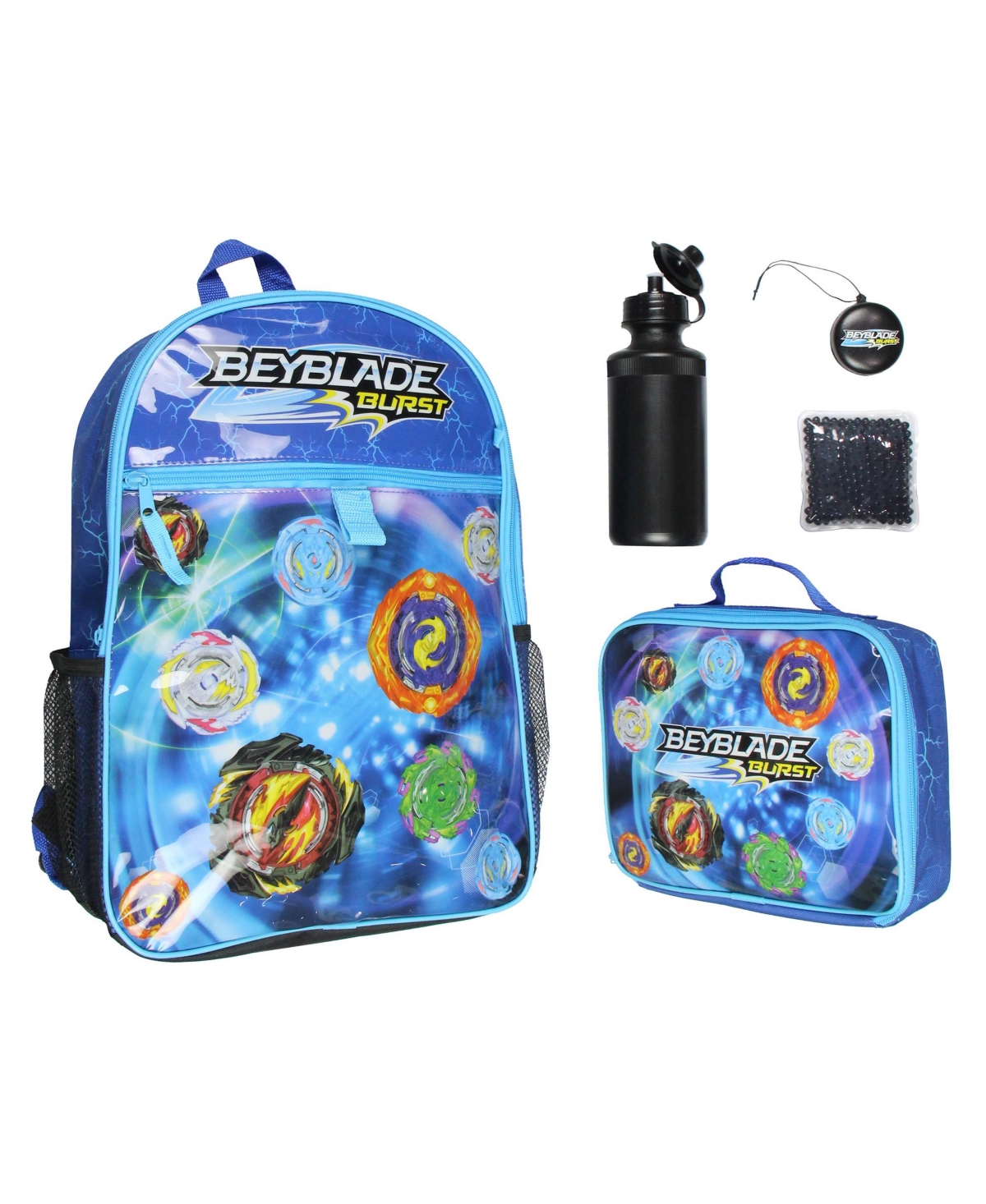 Burst Tv Show Tossed Print 5 Pc Backpack Lunchbox Waterbottle Icepack - Blue