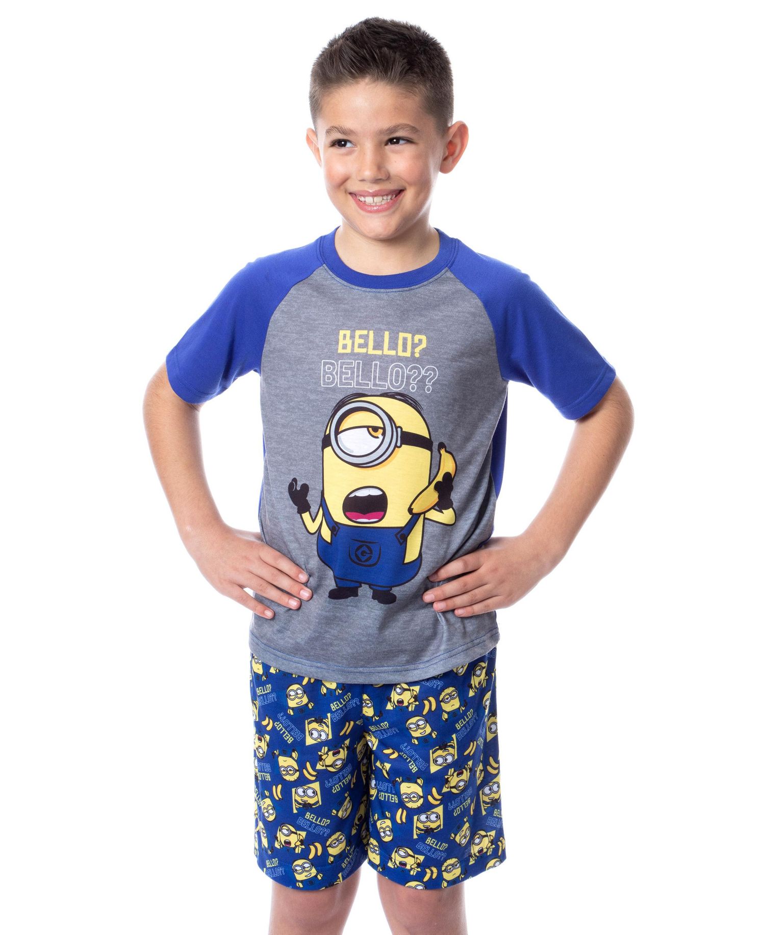 Boys' Minions Bello? Raglan 2-Piece Kids Pajama Short Set