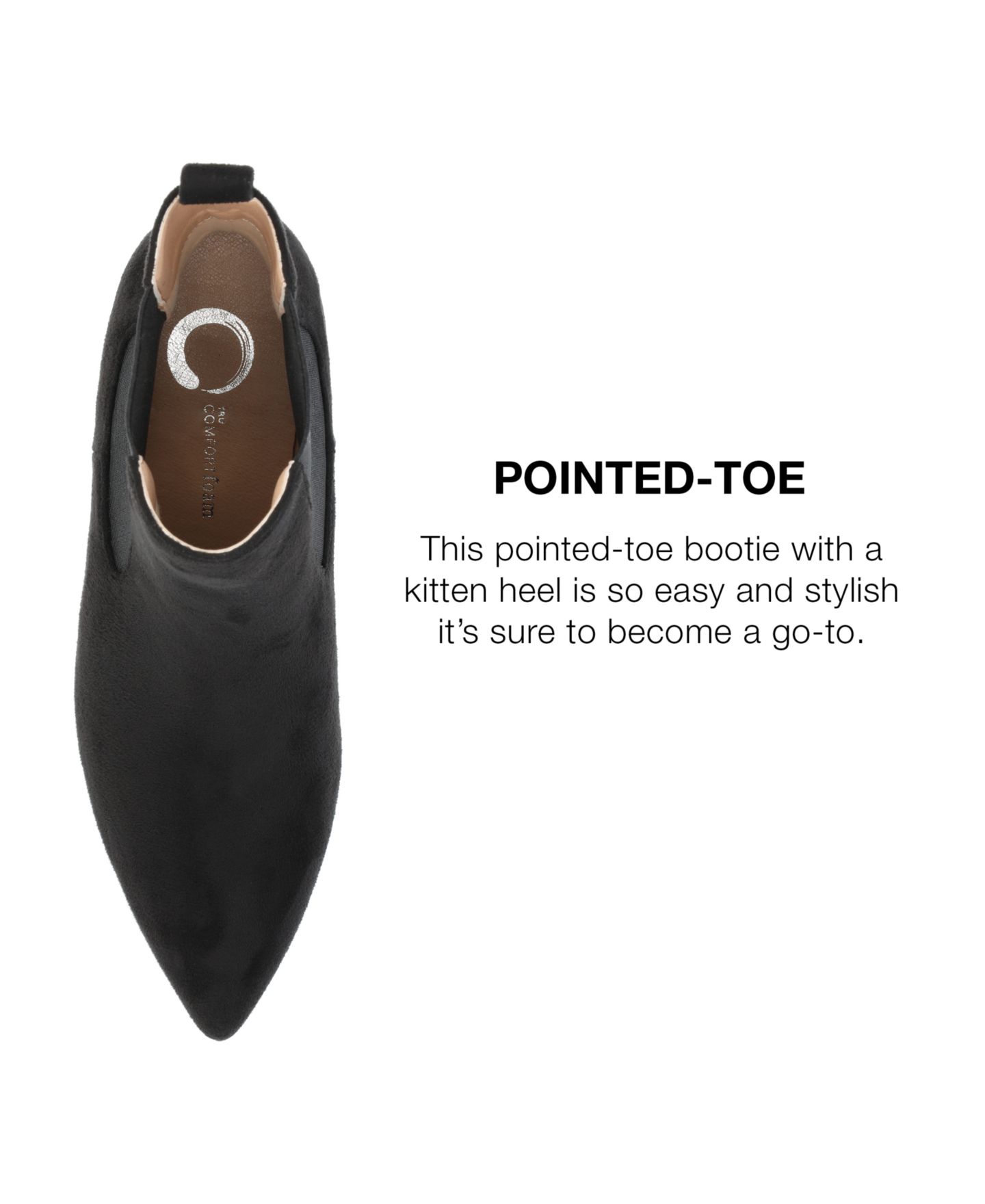 Женские ботинки Journee Collection Tenlee Pointed Toe Kitten Heel Dress Booties, цвет: Чёрный — фото 8