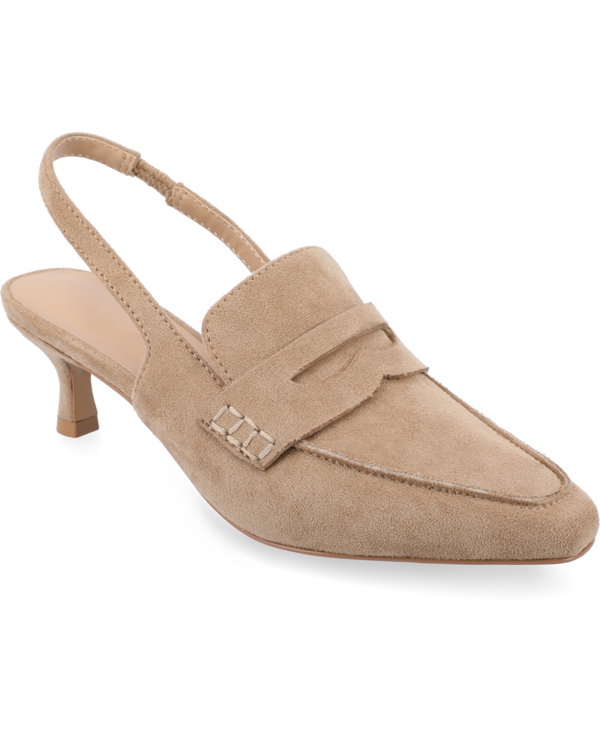 Journee Collection Women's Amory Tailored Kitten Heel Slingback Penny Loafers In Taupe