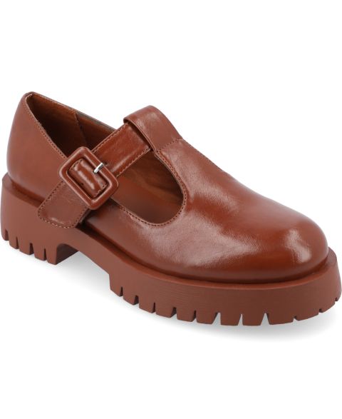 Женские туфли Journee Collection Suvi Lug Sole Mary Jane, цвет: Коньячный