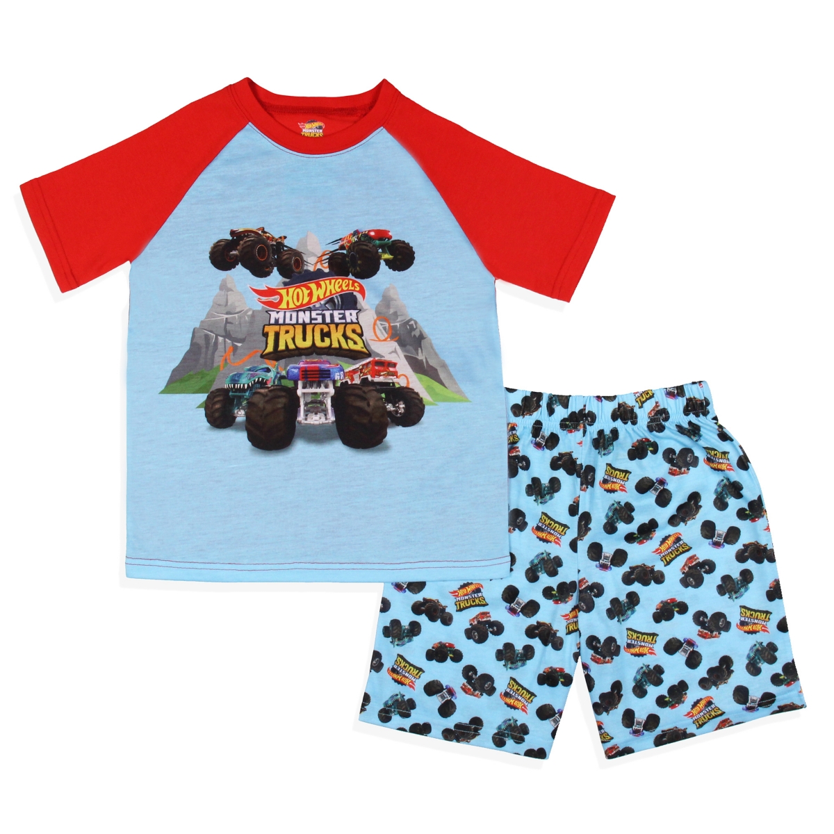 Hot Wheels Boys Monster Trucks Toys Tossed Print Sleep Pajama Set