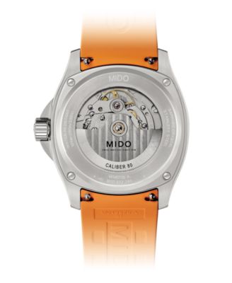 Men's Swiss Automatic Multifort Orange Rubber Strap Watch 41mm