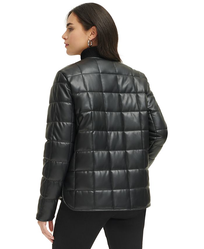 Calvin Klein Women's Faux Leather Quilted Jacket Macy's