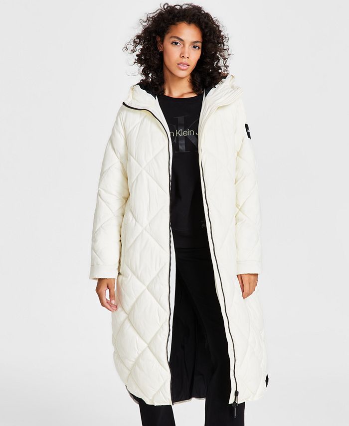 Calvin Klein Jeans Women's Cire Drama Hooded Longline Puffer Jacket - Macy's