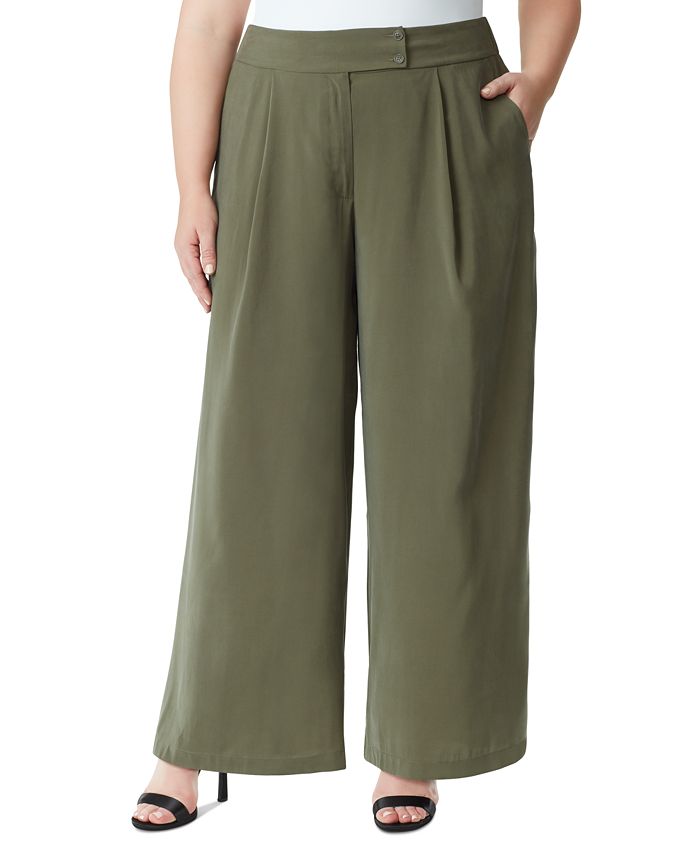 Jessica Simpson Trendy Plus Size Pleated Wide-Leg Pants - Macy's