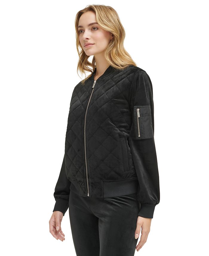 Calvin Klein Women's Quilted Velour ZipUp Jacket Macy's