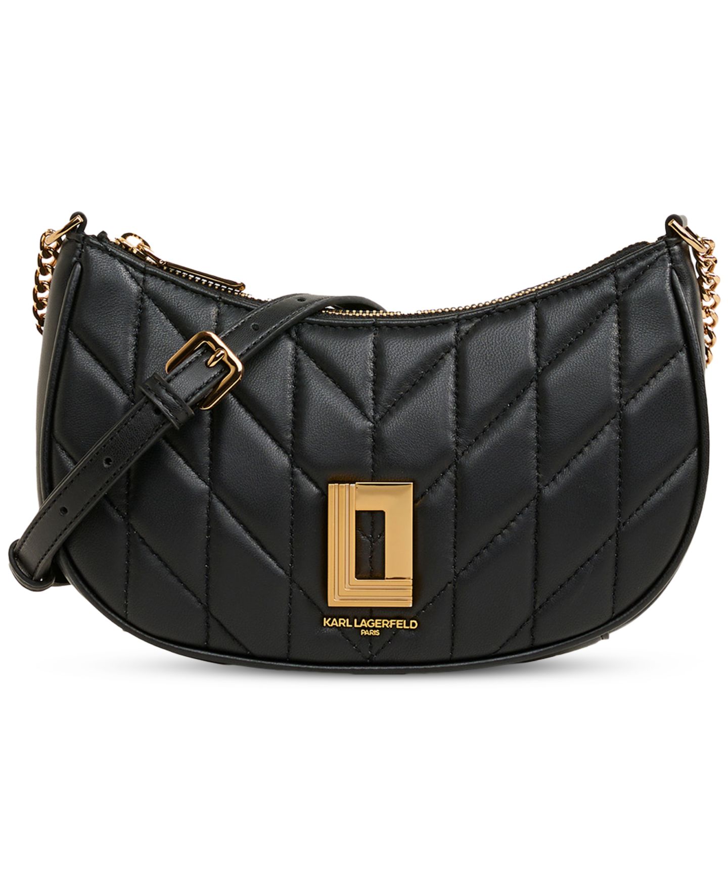 Женская сумка KARL LAGERFELD PARIS Lafayette Small Black Leather Demi, цвет: Чёрный / Золотой — фото 1