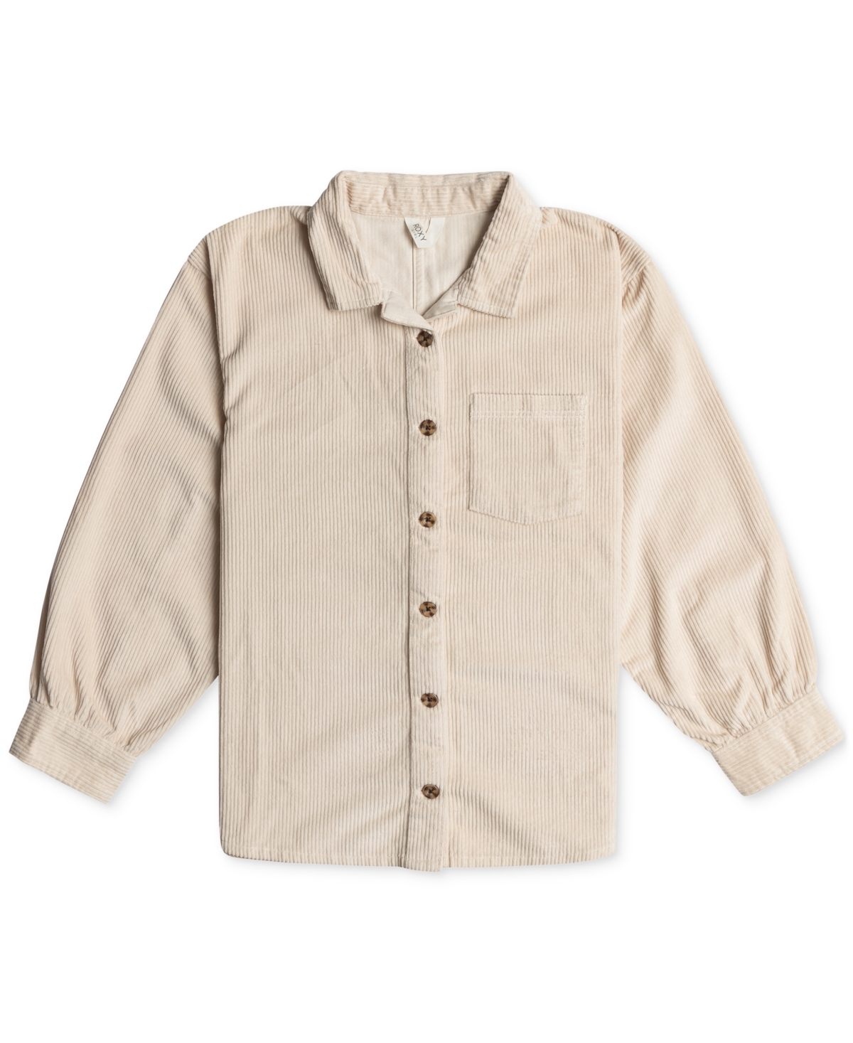 Roxy Kids' Big Girls Something Beautiful Button-up Long-sleeve Cotton Corduroy Shirt In Tapioca