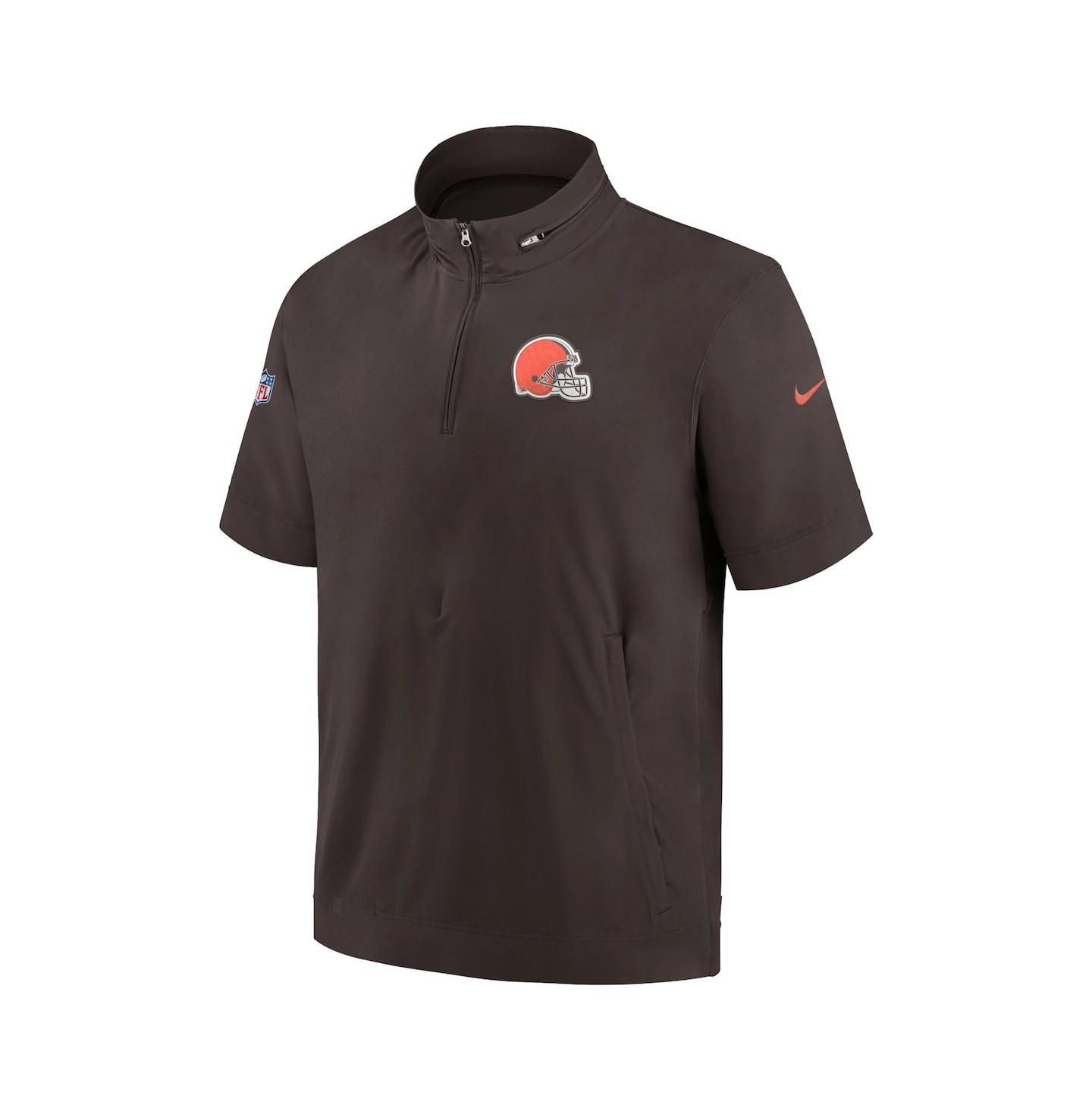 Мужская куртка Nike Brown Cleveland Browns Sideline Coach Short Sleeve Quarter-Zip — фото 3
