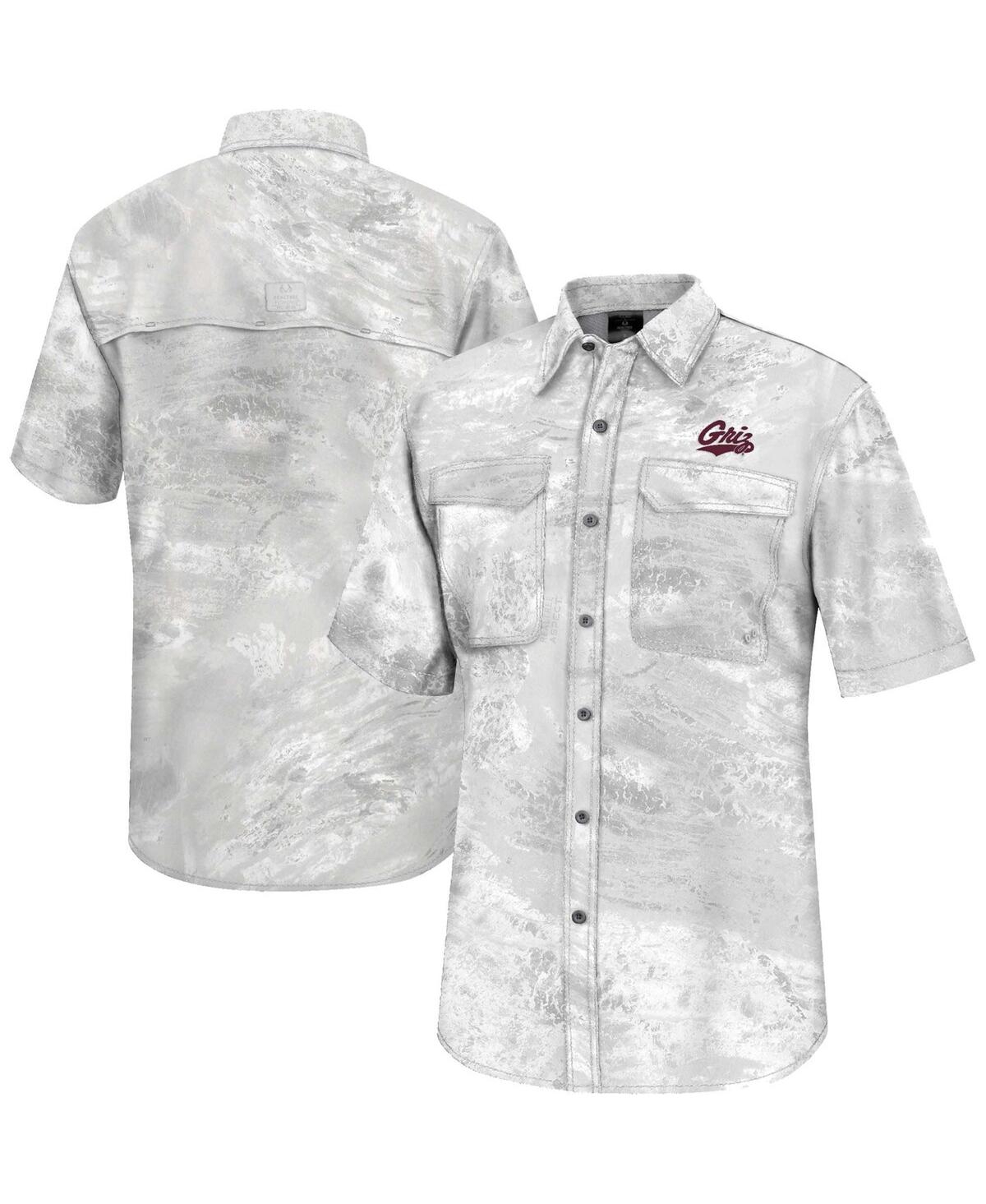 Men's Colosseum White Montana Grizzlies Realtree Aspect Charter Full-Button Fishing Shirt - White
