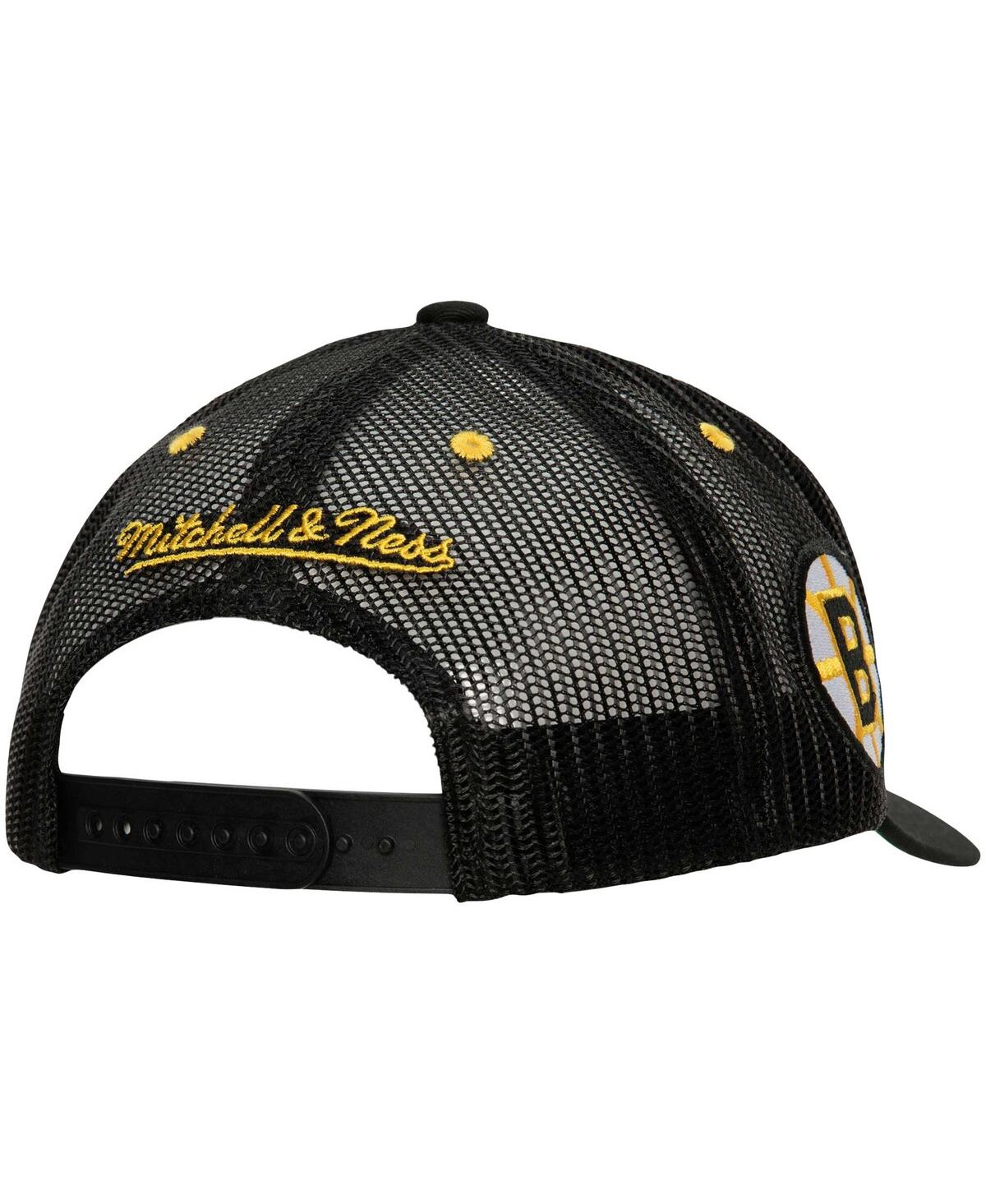 Mitchell & Ness Men's  Black Boston Bruins Team Seal Trucker Snapback Hat In Black