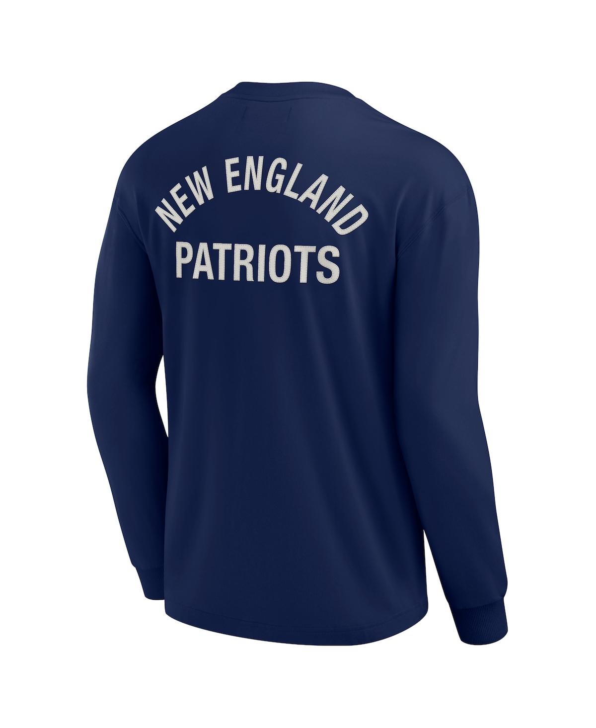 Shop Fanatics Signature Men's And Women's  Navy New England Patriots Super Soft Long Sleeve T-shirt