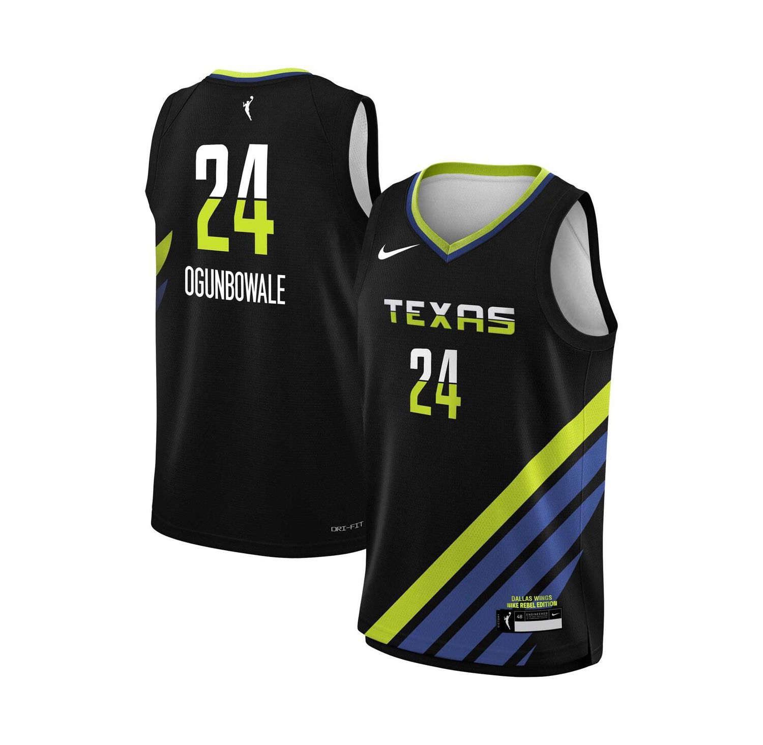 Big Boys and Girls Arike Ogunbowale Black Dallas Wings Victory Player Jersey - Rebel Edition