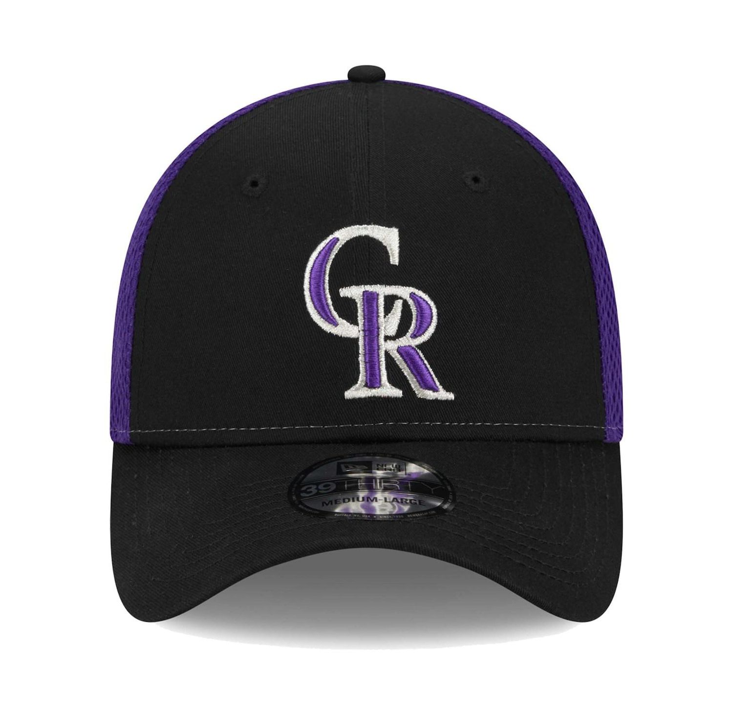 Men's Black Colorado Rockies Team Neo 39THIRTY Flex Hat