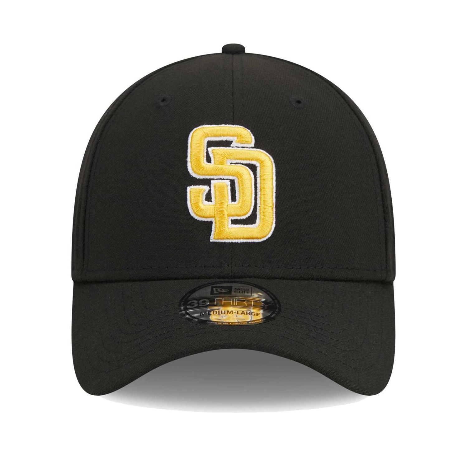 Men's Black San Diego Padres Logo 39THIRTY Flex Hat