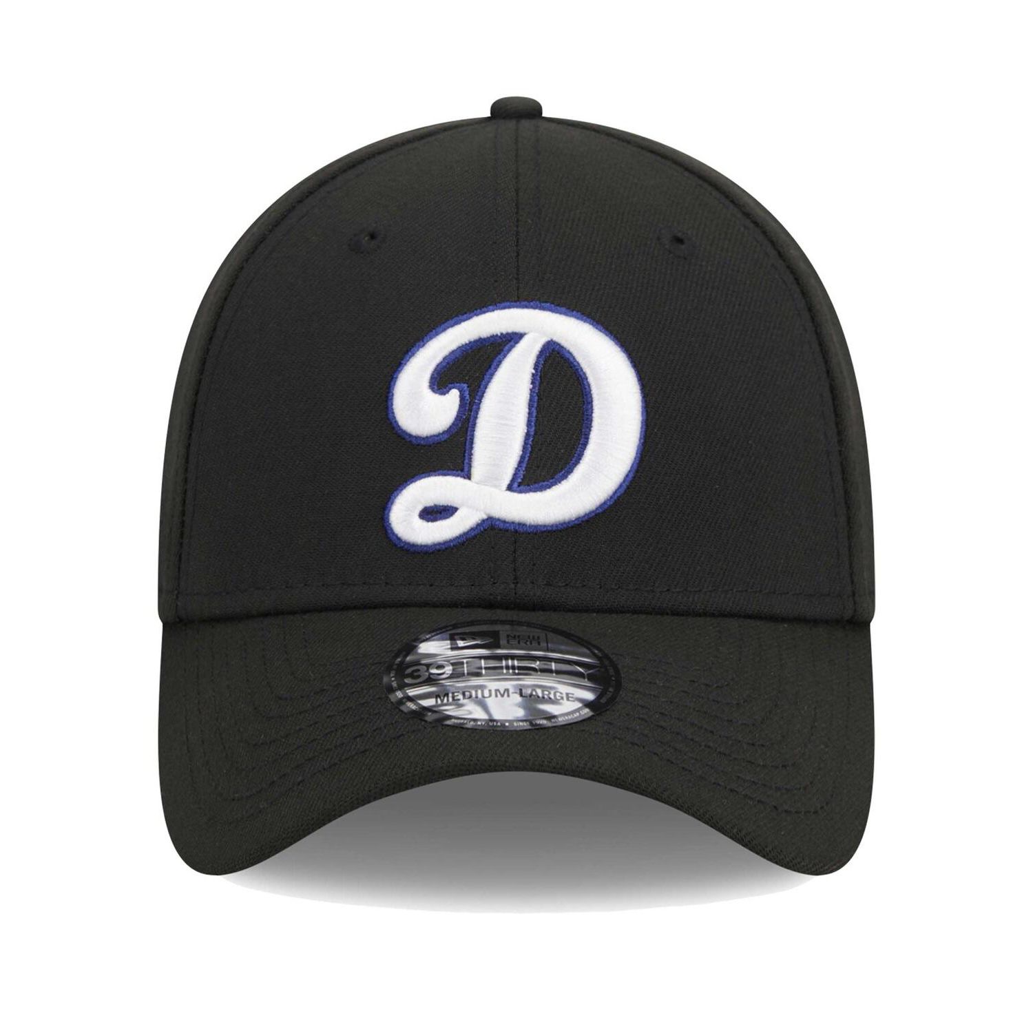 Men's Black Los Angeles Dodgers Logo 39THIRTY Flex Hat