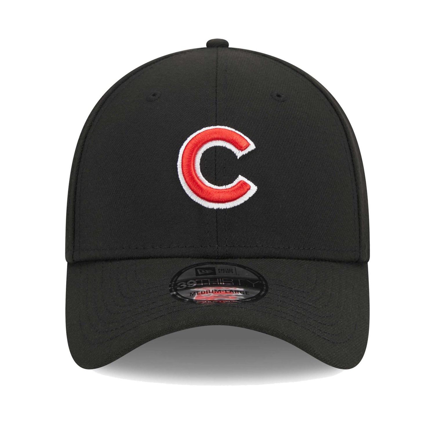 Men's Black Chicago Cubs Logo 39THIRTY Flex Hat