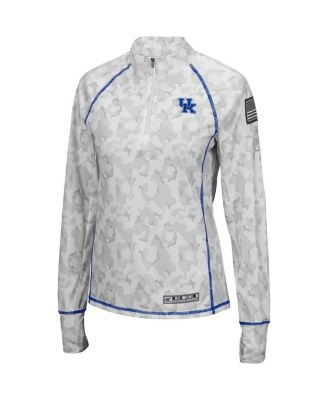 Women's White Kentucky Wildcats OHT Military-Inspired Appreciation Officer Arctic Camo Fitted Lightweight 1/4-Zip Jacket