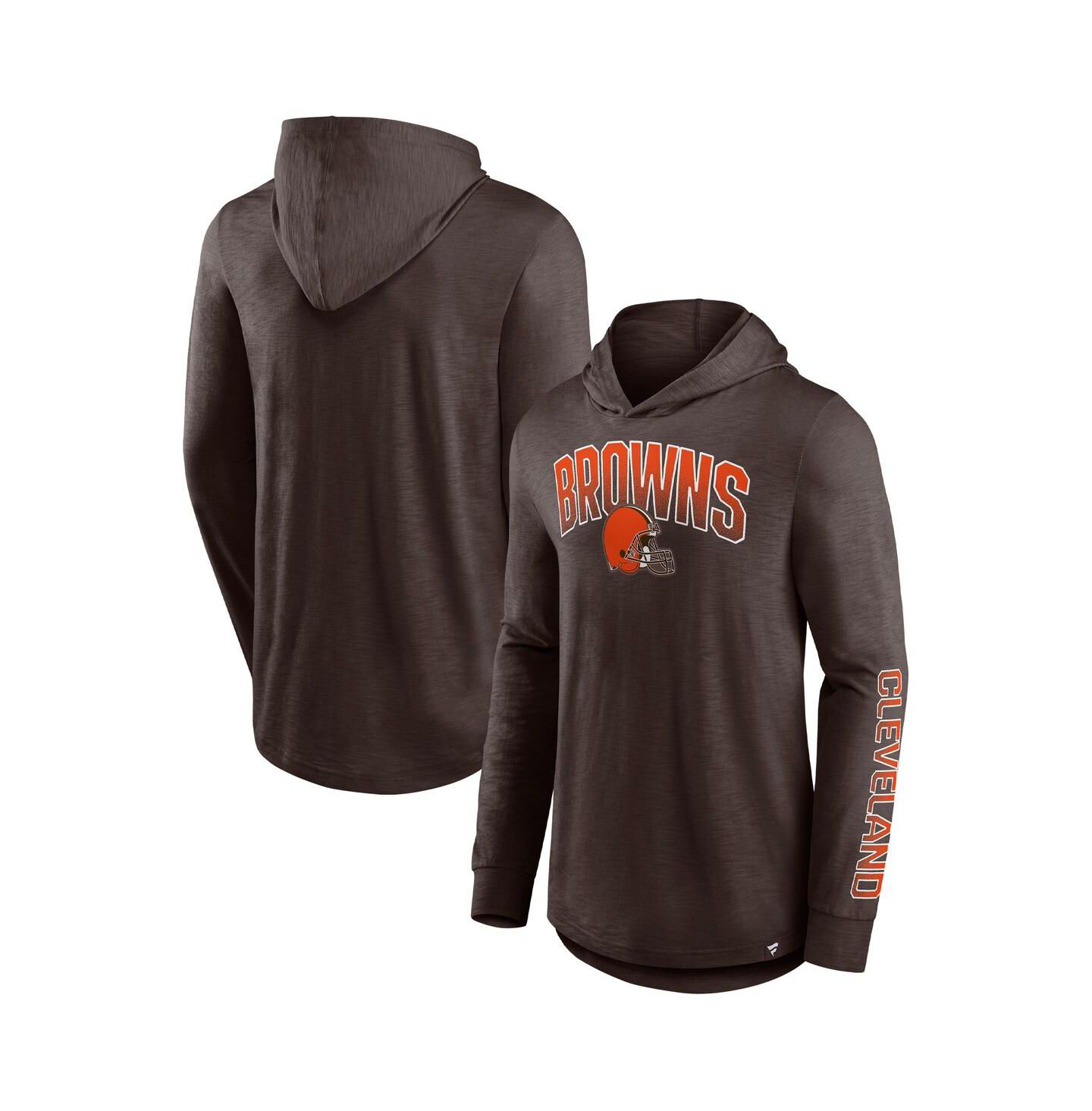 Мужская футболка Fanatics Brown Cleveland Browns Front Runner Long Sleeve Hooded — фото 2