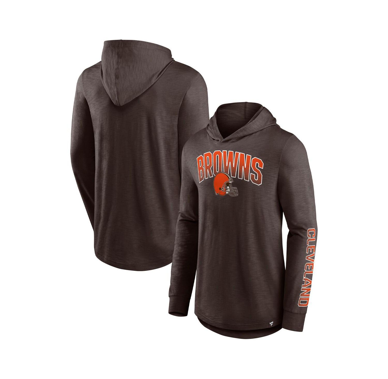 Men's Brown Cleveland Browns Front Runner Long Sleeve Hooded T-shirt