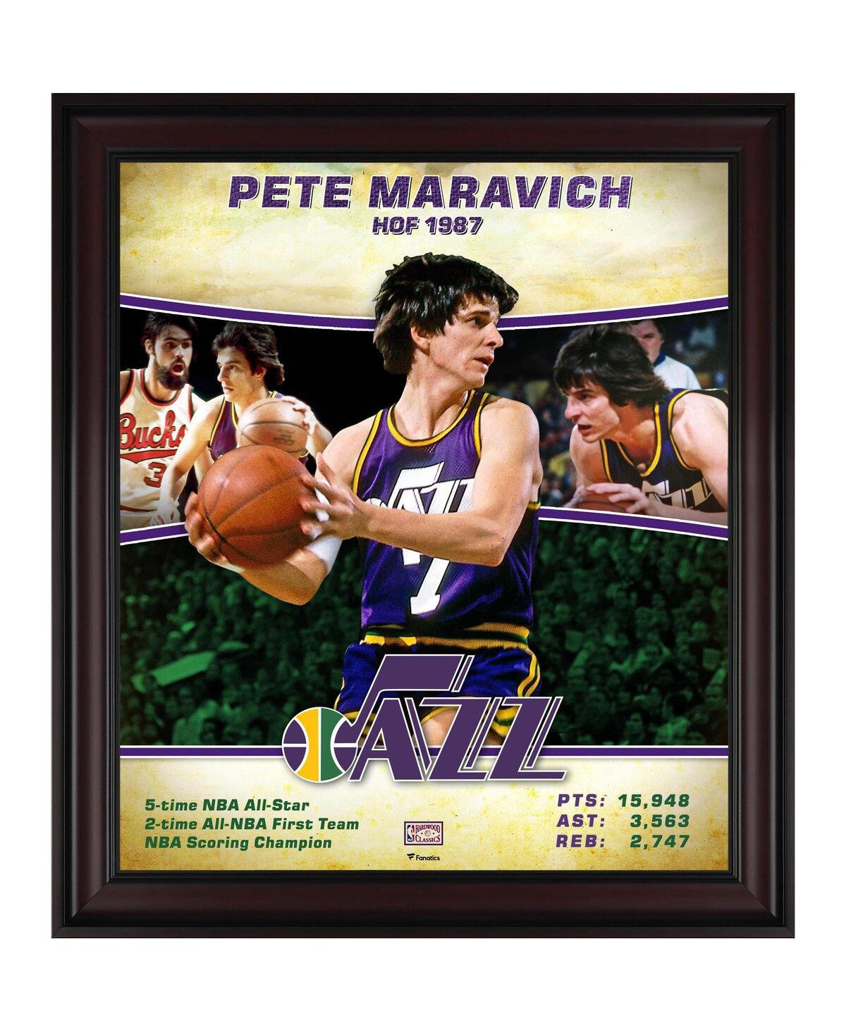 Fanatics Authentic Pete Maravich Utah Jazz Framed 15" X 17" Hardwood Classics Player Collage In Multi