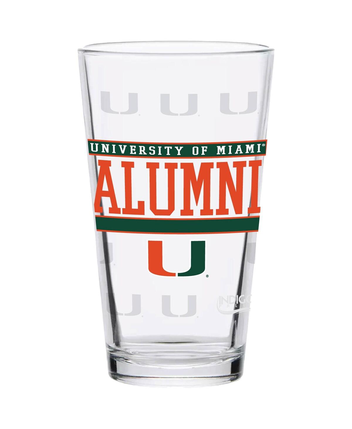 Indigo Falls Miami Hurricanes 16 oz Repeat Alumni Pint Glass In Clear