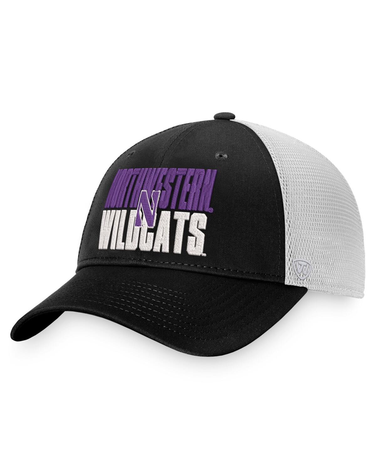 Shop Top Of The World Men's  Black, White Northwestern Wildcats Stockpile Trucker Snapback Hat In Black,white