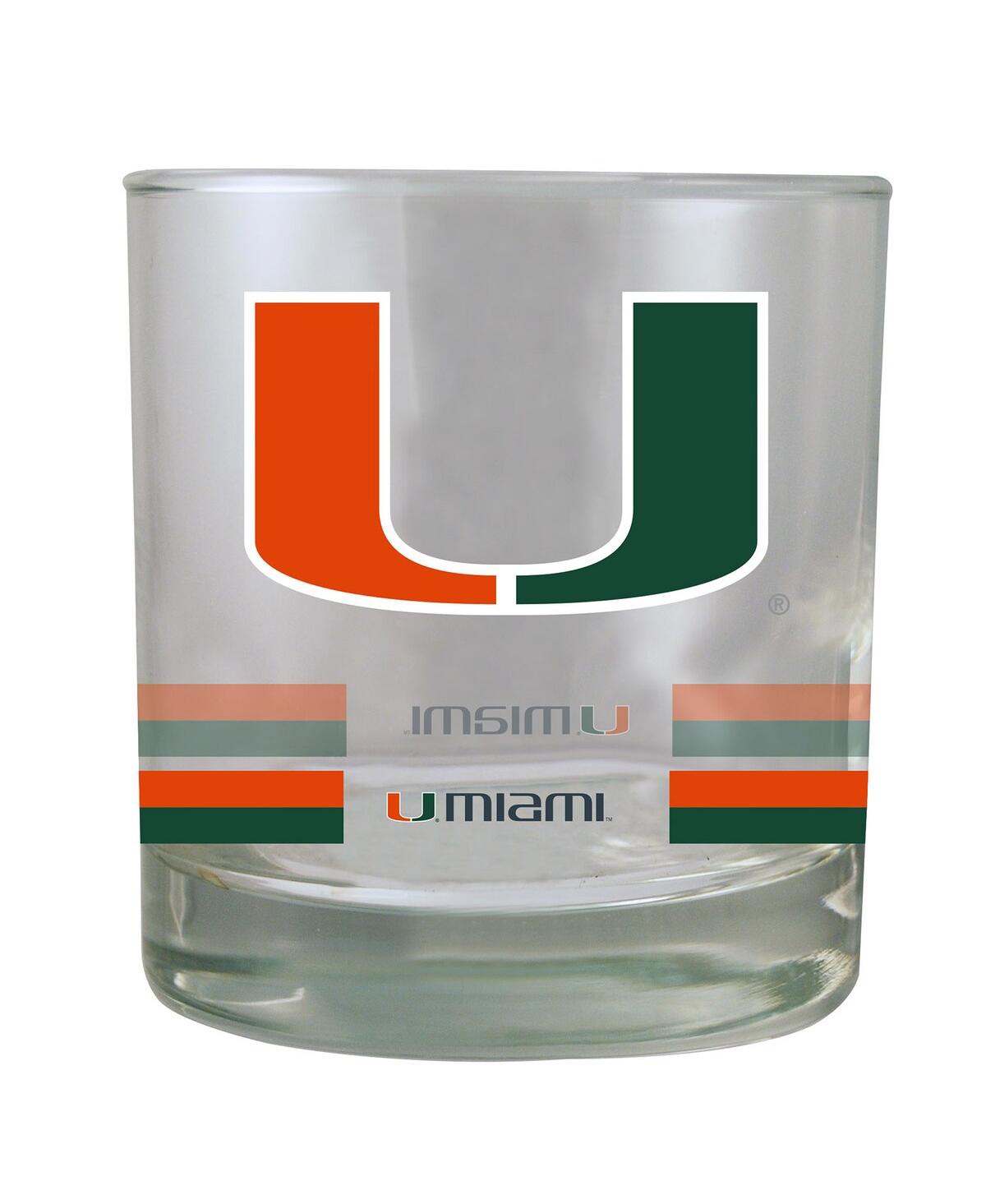 Memory Company Miami Hurricanes 10 oz Banded Rocks Glass In Clear