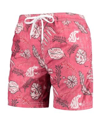 Men's Crimson Washington State Cougars Vintage-Like Floral Swim Trunks