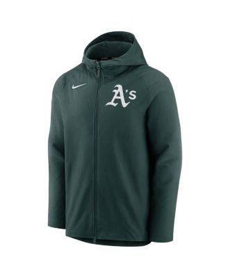 Men's Green Oakland Athletics Authentic Collection Performance Raglan Full-Zip Hoodie
