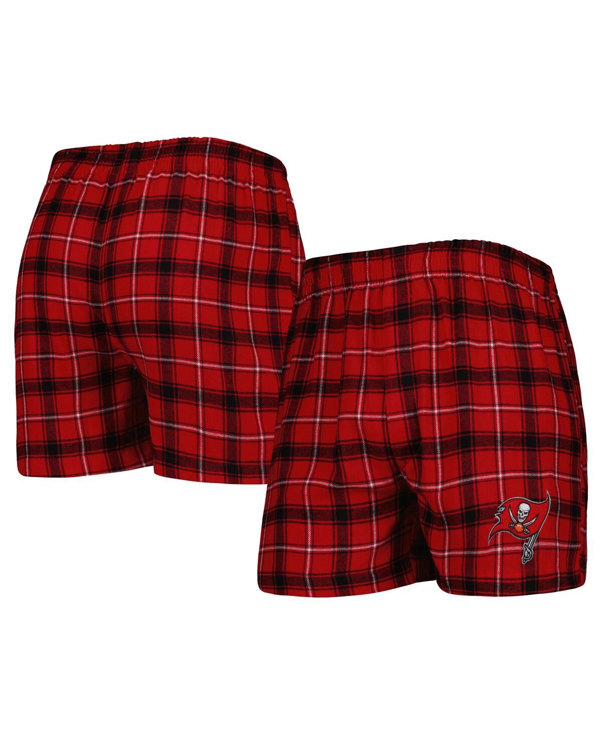 Concepts Sport Men's  Red, Black Tampa Bay Buccaneers Ledger Flannel Boxers In Red,black