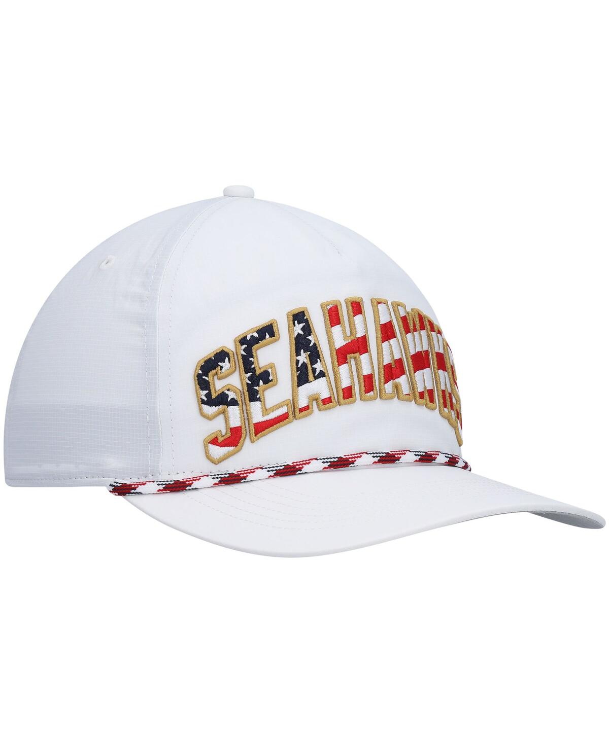 Men's '47 BrandSeattle Seahawks Hitch Stars and Stripes Trucker Adjustable Hat - White