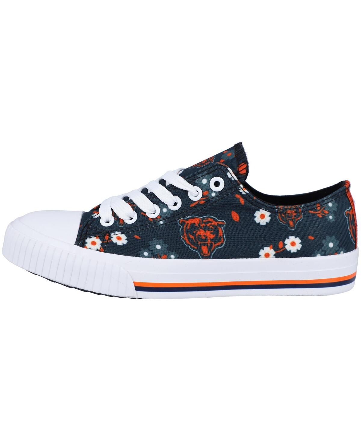 Women's Foco Navy Chicago Bears Flower Canvas Allover Shoes - Navy