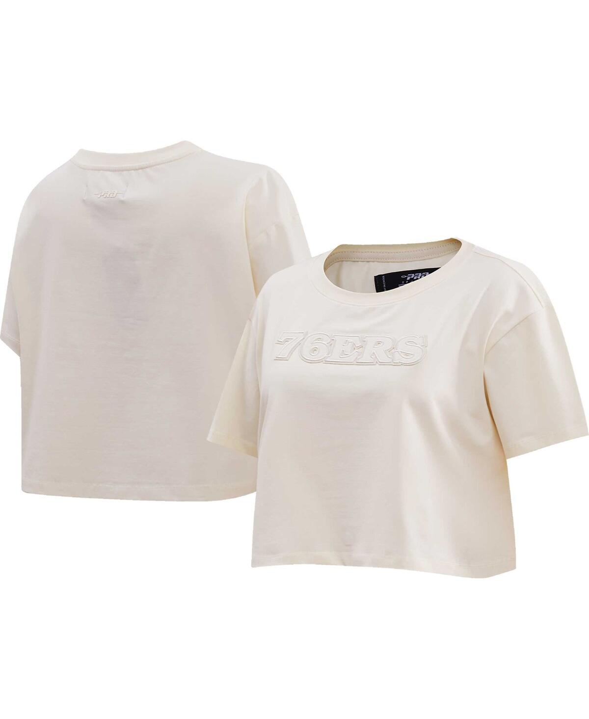 Pro Standard Women's  Cream Philadelphia 76ers Neutral Boxy Crop T-shirt