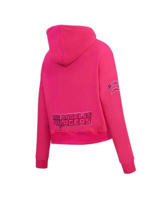 Women's Los Angeles Chargers Triple Pink Cropped Pullover Hoodie